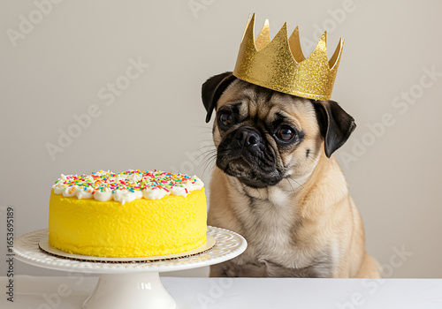 Pug King Birthday Cake Celebration