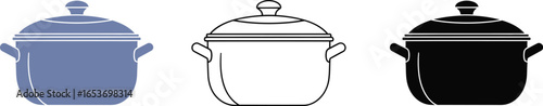 Stock pot vector illustration kitchenware cooking equipment set