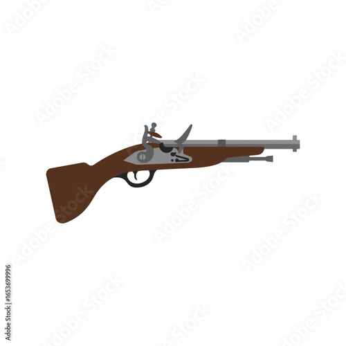 Flintlock rifle vector illustration antique musket historical firearm colonial weapon old gun