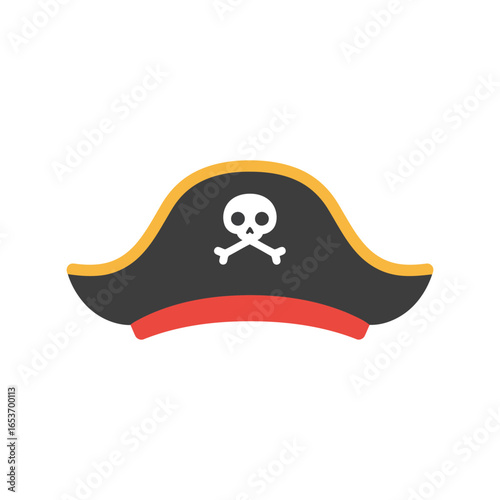 Pirate hat with skull and crossbones vector illustration nautical headwear nautical icon