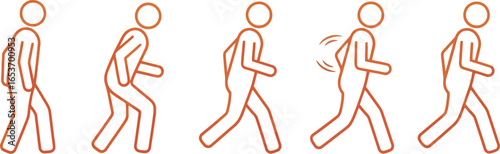 Walking animation sequence vector illustration movement cycle