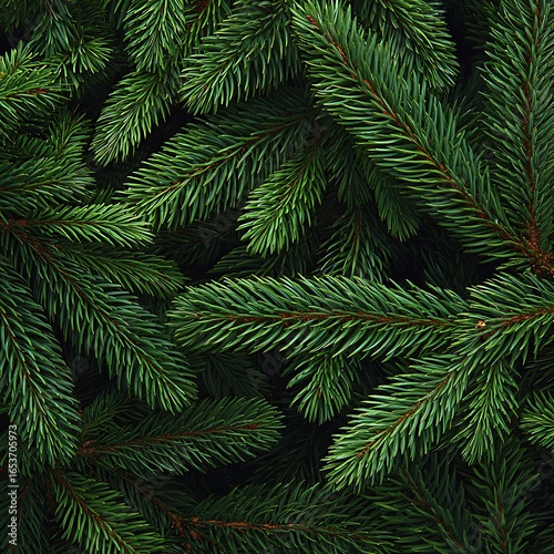 Green christmas tree branches close up evergreen fir needles festive holiday season nature background texture