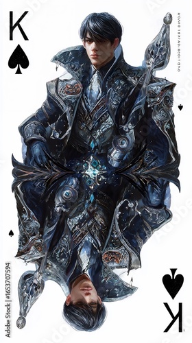 Fantasy Playing Card King of Spades Character Illustration