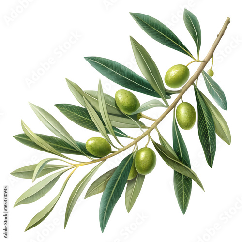 Wallpaper Mural Green olives on a branch with dark background Torontodigital.ca
