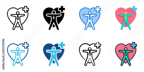 Employee Wellness icon set multiple style collection 
