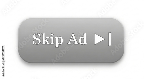 A sleek digital interface button, designed for modern user experiences, featuring the clear text 'Skip Ad' and an intuitive play icon to facilitate quick content navigation and enhance user control.