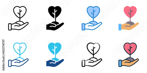 Philanthropy icon set multiple style collection 
