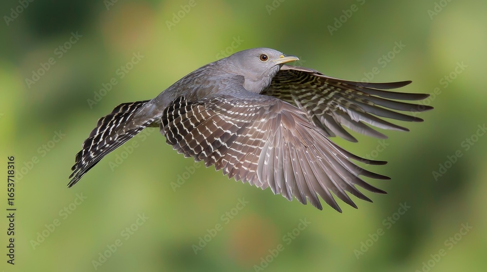 Obraz premium Common Cuckoo, cuculus canorus, Adult in Flight, Normandy in France