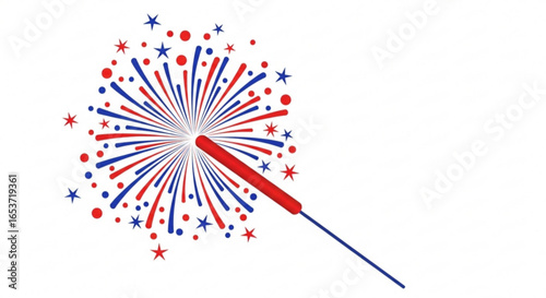 A vibrant and festive patriotic sparkler illustration, perfect for celebrating national holidays and joyous occasions with a burst of color.