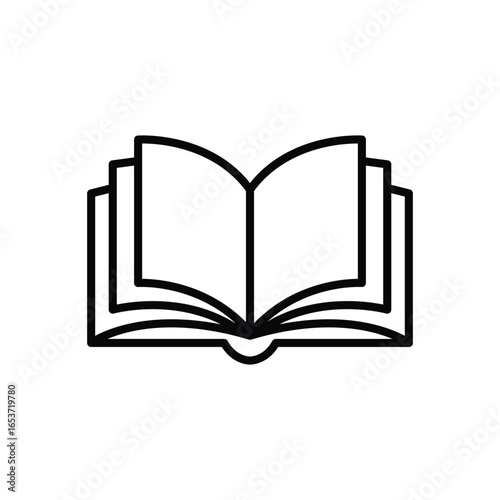 Open book icon outline representing education knowledge learning and literary themes suitable for website graphics presentations and educational materials