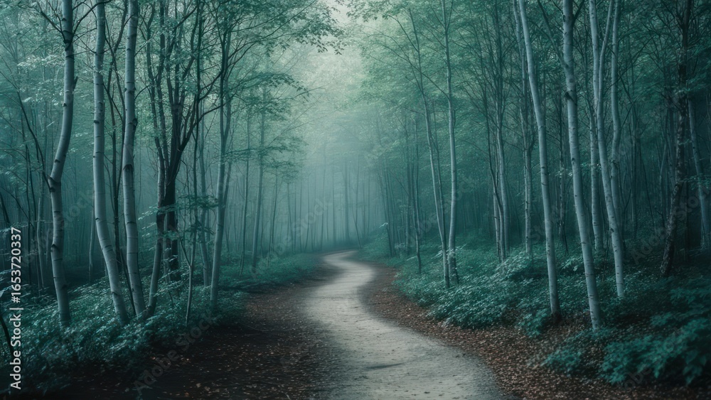 Naklejka premium Misty forest path (1)