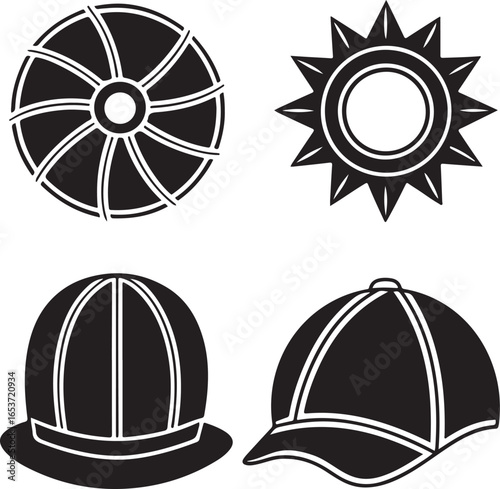 Summer Sun Hats and Fan Icons