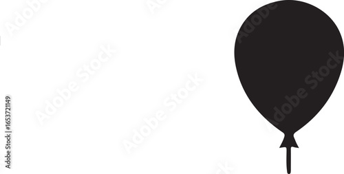 Black Silhouette of Flying Balloon Celebration Icon