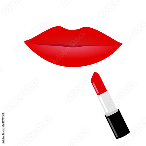 赤い口紅と唇のイラスト素材