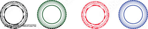 Tire treads vector illustration car wheel rubber design set