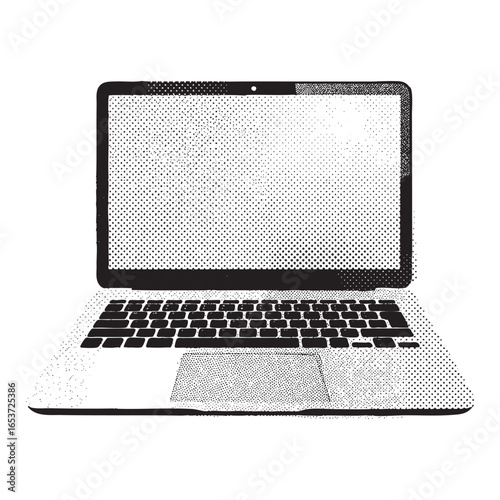 laptop  retro halftone vector