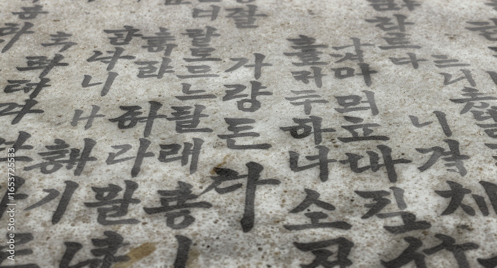 Ancient Asian Calligraphy Textured Background Stock Photo