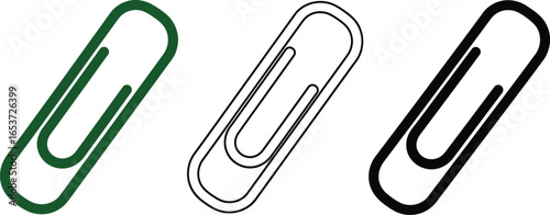 Paper clip vector icon set office supply stationery design clip