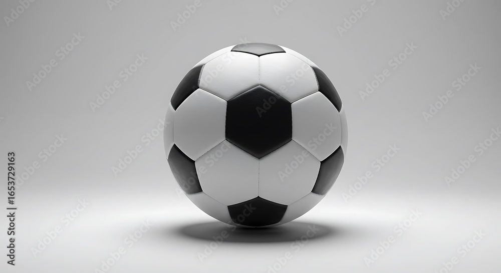Fototapeta premium Black and White Soccer Ball on Gray Background