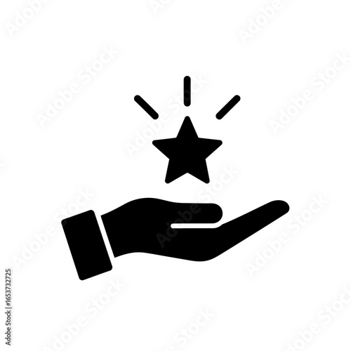 Vector art of a hand is holding a star that represents success and achievement in a conceptual vector illustration