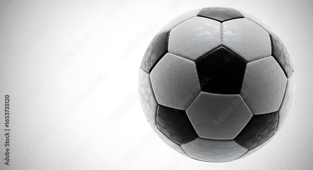 Fototapeta premium Black and White Soccer Ball on White Background