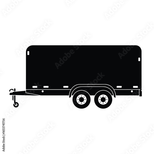 AI Generated. Cargo trailer silhouette vector isolated on white background