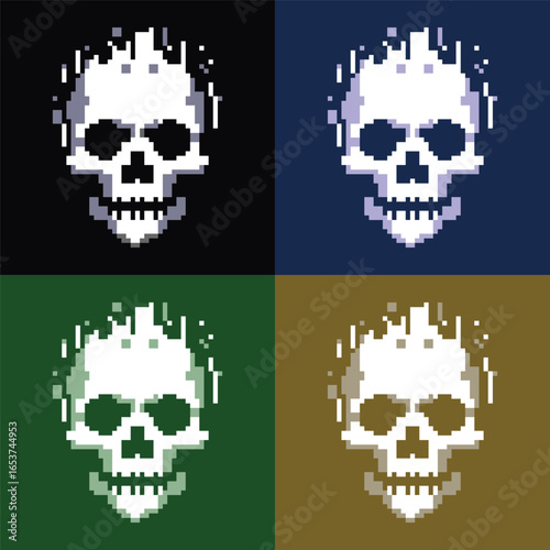 Skull Pixel Art Vector Set