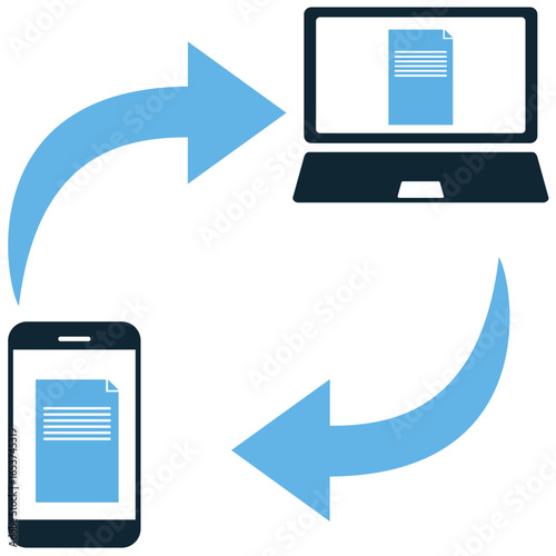 Data transfer icon vector for file sharing, cloud storage, and digital communication. Great for illustrating information exchange, syncing data, and network connectivity.