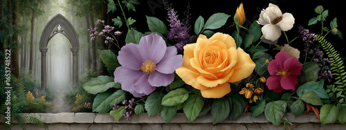 a collection of clocks that are blooming like flowers in a surreal garden,