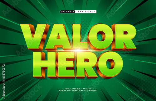 valor hero editable text effect with a superhero and brave text effect