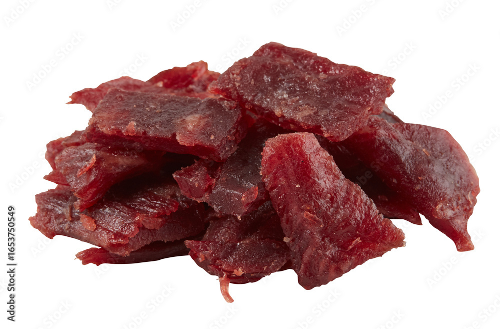 Obraz premium Dried meat cut out isolated transparent background