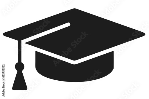 Dark silhouette of an academic graduation cap with tassel education degree