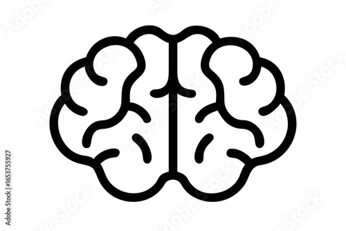 Outline of a human brain on a black background head mind