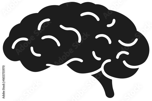 Silhouette of a human brain on a black background head mind