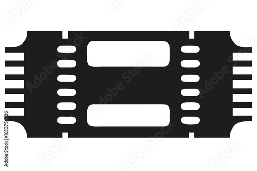 Black film strip icon with two frames and perforations movie cinema