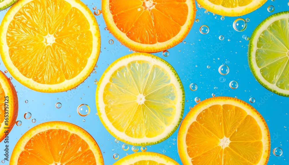 Obraz premium Colorful citrus slices in water