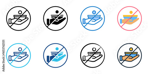 Anti Poverty Programs icon set multiple style collection 
