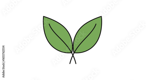 Minimalist Green Leaves Illustration for Eco-Friendly Design Projects and Sustainable Initiatives, Ideal for nature-themed designs and environmentally conscious campaigns