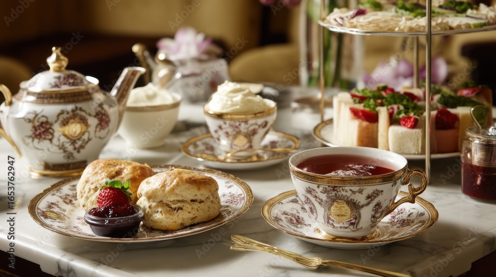 Elegant High Tea: Scones, Tea, and Pastries Elegant High Tea: Scones, Tea, and Pastries