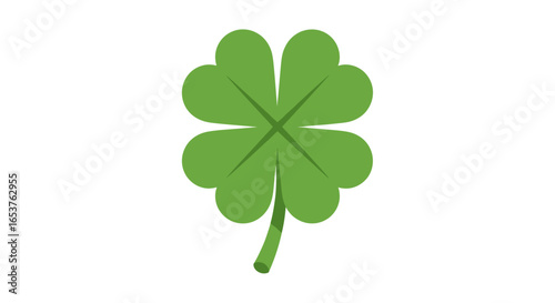 Four-Leaf Clover Illustration Symbolizing Luck and Fortune, Ideal for Saint Patrick's Day Designs, Promotional Materials, and Celebratory Occasions