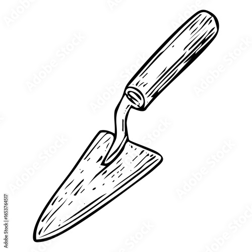 Masonry trowel hand-drawn vintage sketch illustration