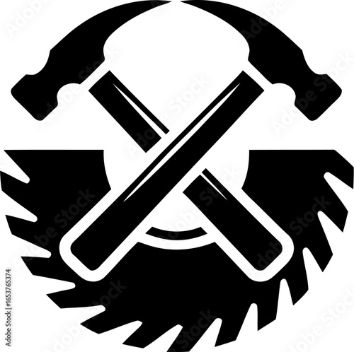 Carpentry logo design hammer and saw construction woodwork icon