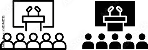 Conference presentation icon vector public speaking event talk
