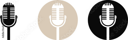 Microphone vector icon set podcast radio broadcast recording