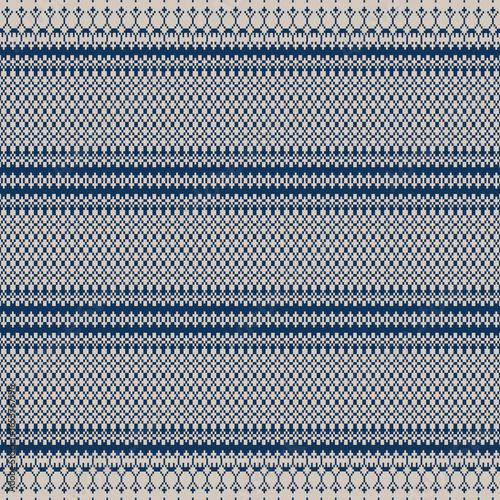 Earthy Tone Traditional Embroidery Art Abstract with Pixel Art Designs for Textile Print