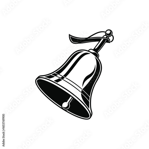 Resonant Bell: An intricately detailed, monochrome depiction of a bell, symbolizing call, signal, or ceremony, rendered with precision and evoking a sense of history and tradition.