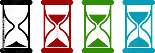 Hourglass time sand timer countdown clock vector icon set