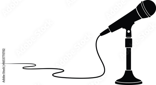 Microphone vector black and white illustration for design editable