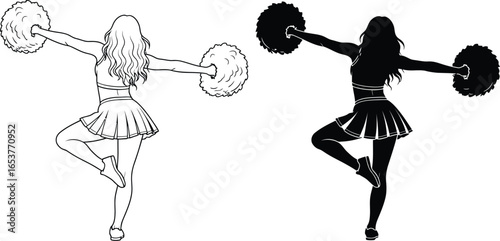 Cheerleader silhouette vector illustration graphic design editable