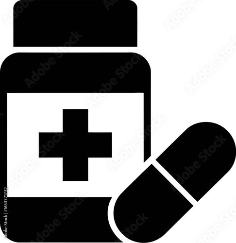 Medicine pill bottle capsule health care medical icon